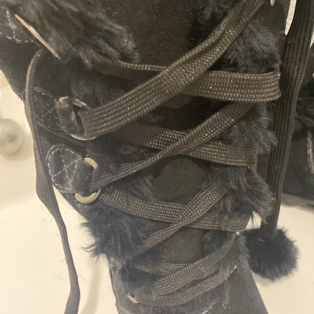 SPORTO WATERPROOF BLACK SUEDE FAUX FUR CUFF WINTER SNOW BOOTS~ Size 8.5 - Picture 12 of 16